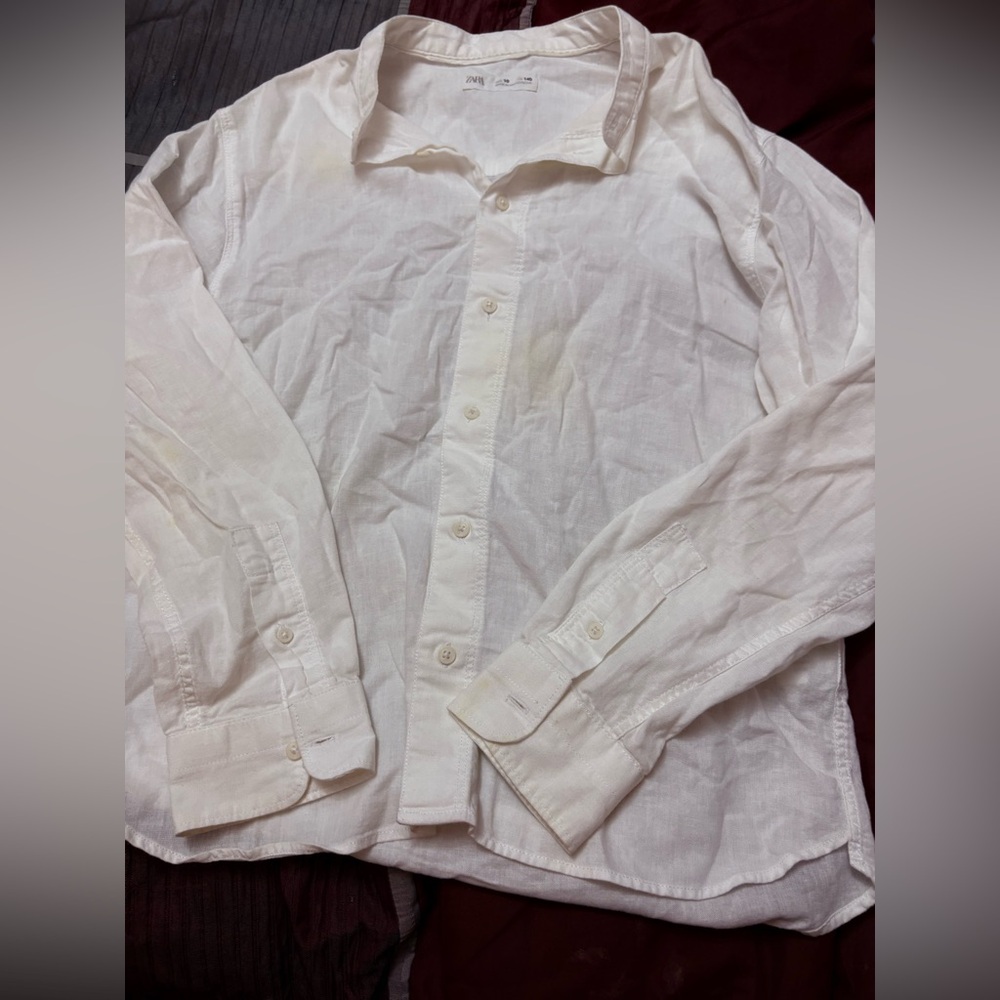 Bundle 3 for $15. Zara Classic Linen Kids Button Down Shirt. Size 10.